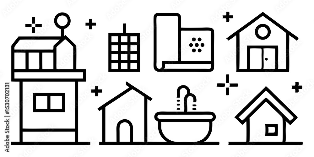 building icons set building icons set