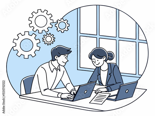 an experienced employee helps the intern in solving the task.