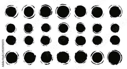 Enso zen Japanese ink circles, Chinese brush calligraphy symbols, textured punk shapes, artistic round elements, Korean vector illustration, abstract ink line design, sun icon, minimal, png.