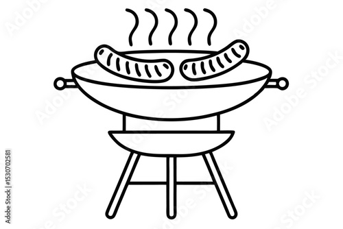 Outline design of sausages on a barbecue grill isolated on transparent background