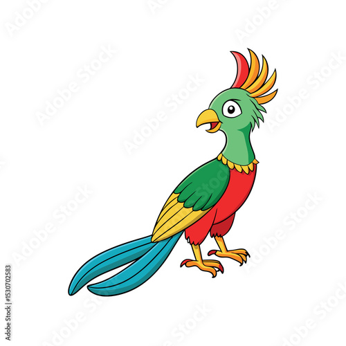 Vibrant Quetzal Bird Vector on White Background