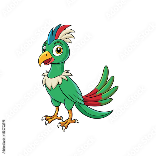 Quetzal Bird Vector Artwork with White Base