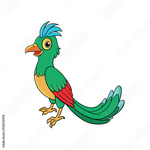 Detailed Quetzal Vector on White Background