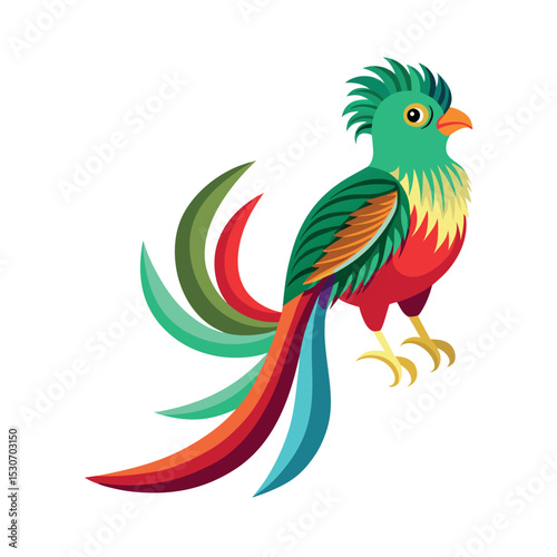 Colorful Quetzal Bird Art with Clean Background