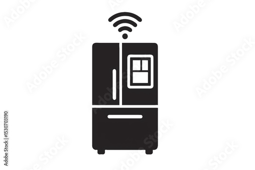 Wireless router and mobile phone charger with technology icons on white background