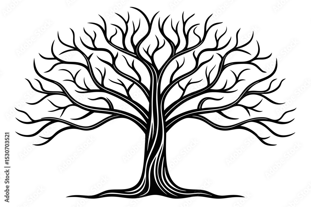 Obraz premium Single line tree design isolated on transparent background