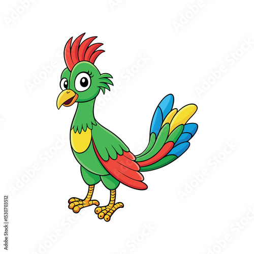 Tropical Bird Quetzal in Full Color Vector