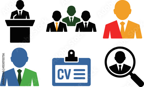 Business people icons vector illustration for presentation team cv job search and recruitment design 100 editable stock vector illustration