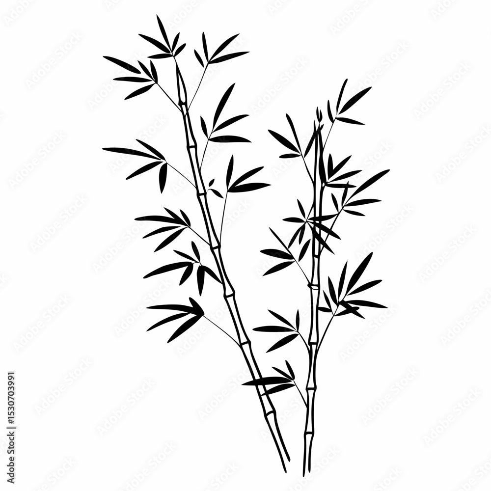 Obraz premium Creative Bamboo Branches Vector Illustration | Elegant Nature Element for Eco-Friendly and Asian-Themed Designs