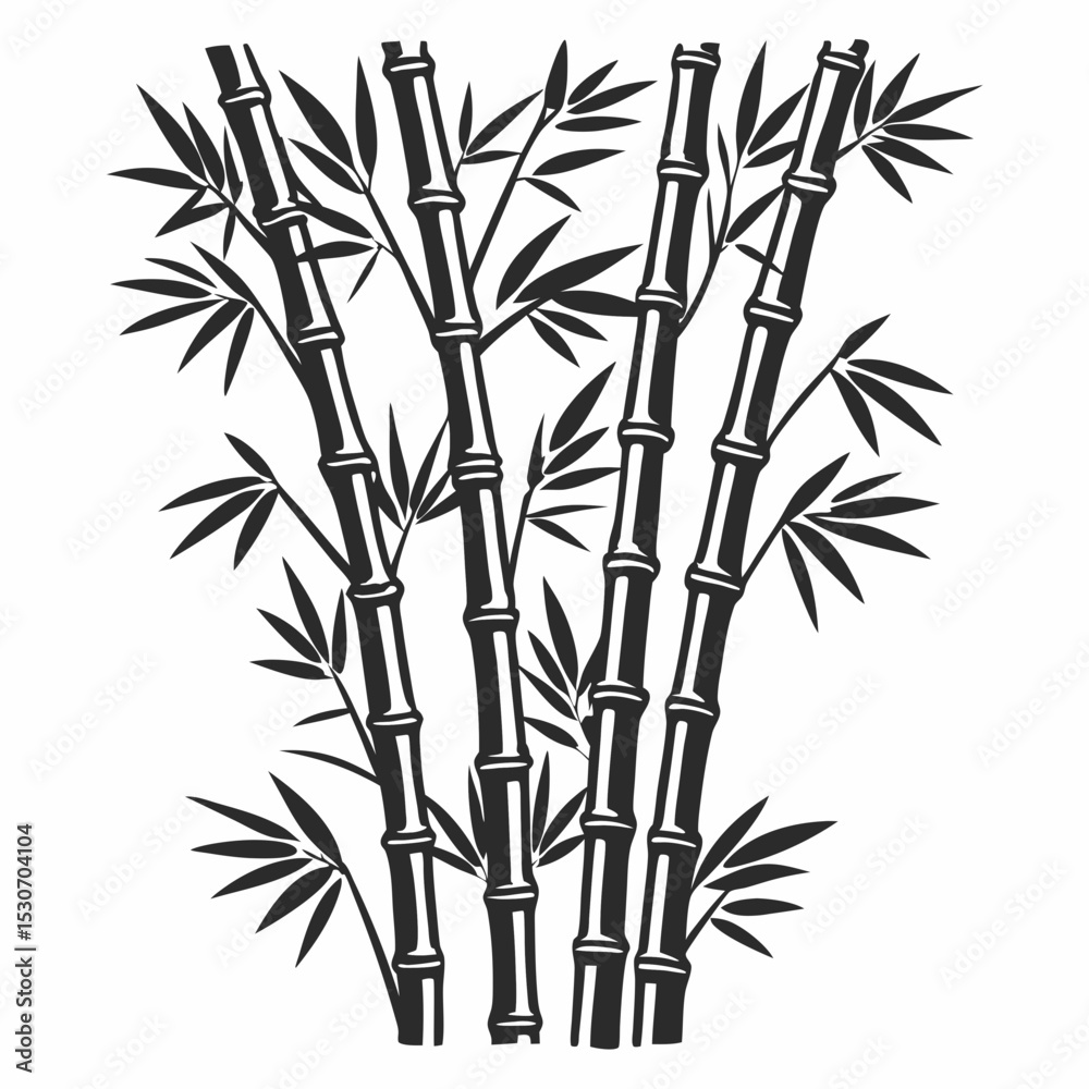 Obraz premium Creative Bamboo Branches Vector Illustration | Elegant Nature Element for Eco-Friendly and Asian-Themed Designs