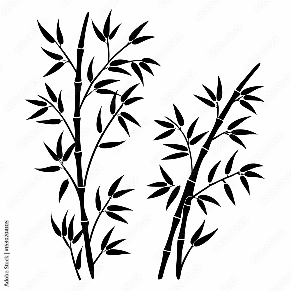 Naklejka premium Creative Bamboo Branches Vector Illustration | Elegant Nature Element for Eco-Friendly and Asian-Themed Designs