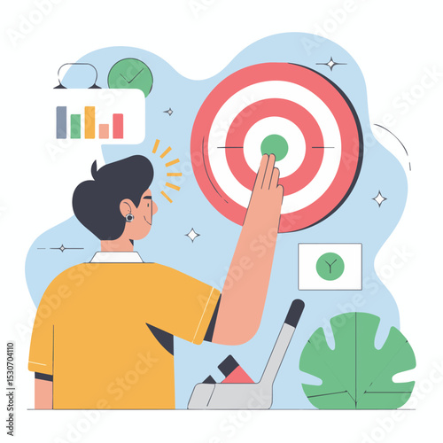 Target Business Goals Success Strategy and Vision Concept Illustration