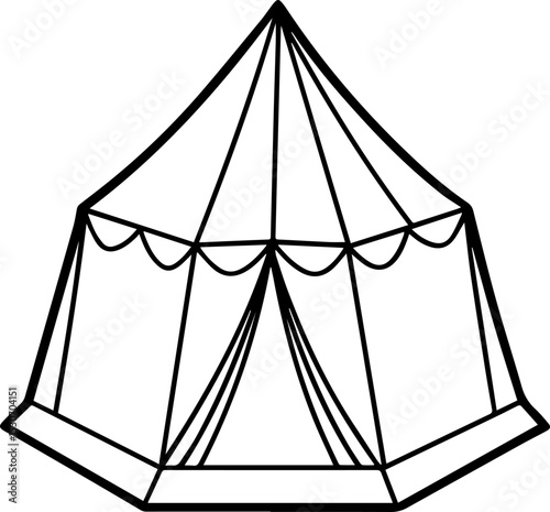Kids play tent black outline vector and illustration, coloring book page