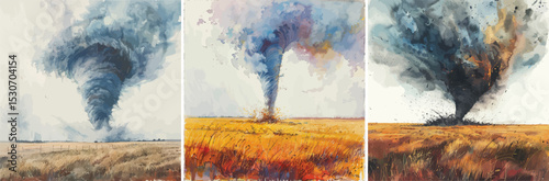 Tornado Vector Illustration, Watercolor Style
