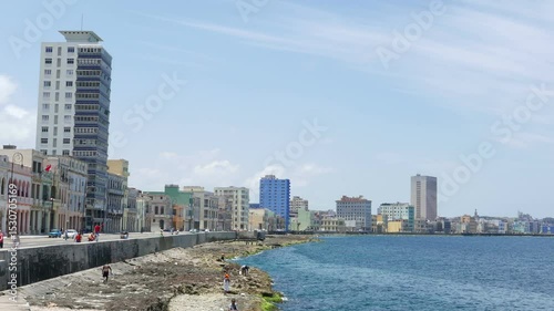 Skyline of Havana, Cuba and the famous Malecon landmark street and beach along the coast.