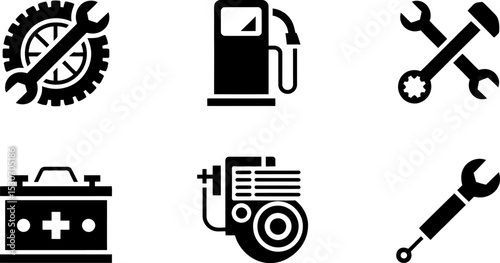 Auto repair service icons set vector illustration car maintenance garage equipment and tools design 100 editable stock vector illustration