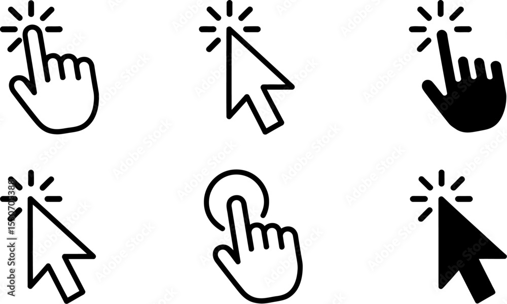 Fototapeta premium Click cursor hand pointer icon vector illustration graphic design for website and application 100 px editable stock vector illustration