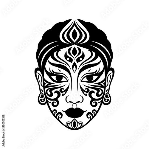 Traditional Indonesian Mask Art Illustration