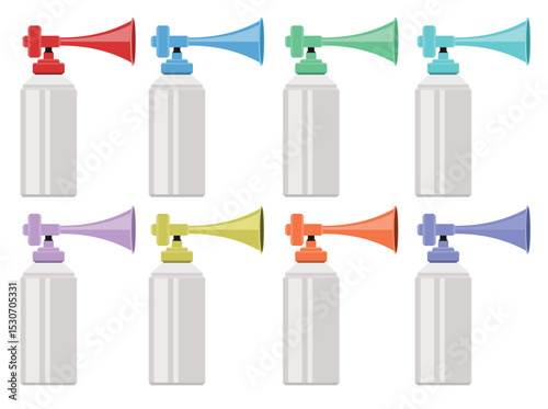 A colorful arrangement of noisemakers, each a vibrant hue, perfect for celebrations or adding a playful touch to any event.