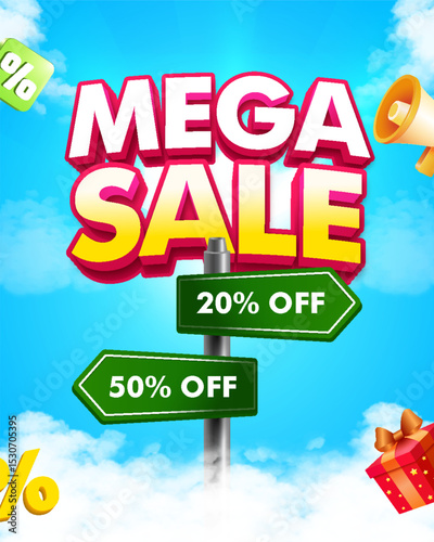 Discount sale promotion event banner and social media post