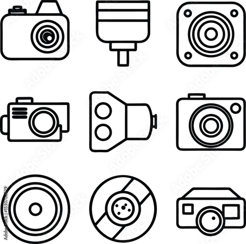 Vector Illustration of Various Camera and Photography Equipment