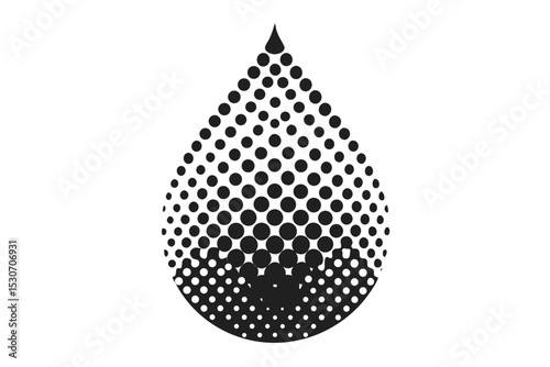 Abstract water drop art texture with dot pattern isolated on transparent background