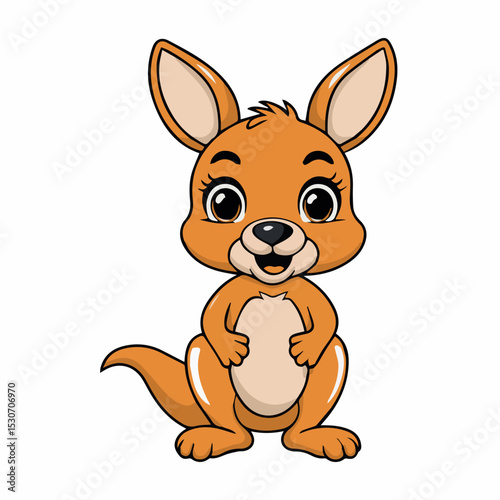 Adorable baby kangaroo cartoon illustration cute happy animal design perfect for kids book illustrations and childrens