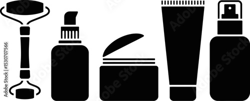 Beauty skincare products vector illustration for cosmetic packaging and beauty treatment designs editable stock vector illustration