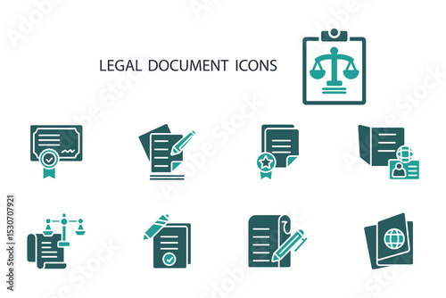 legal document icon set.vector.Editable stroke.linear style sign for use web design,logo.Symbol illustration.