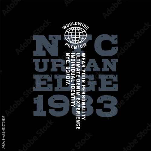 Urban edge, identity, abstract typography motivational quotes modern design slogan. Vector illustration graphics print t shirt, apparel, background, poster, banner, postcard or social media content.