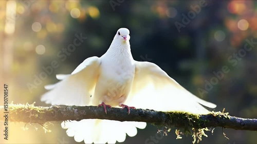 Dove of Peace: Wings Spread in Golden Light