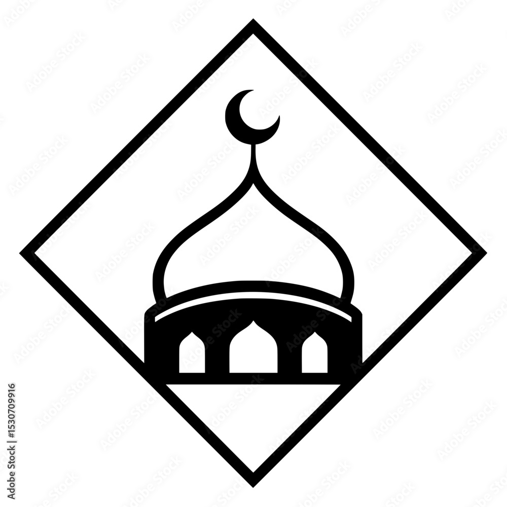 Obraz premium Mosque Dome Diamond Frame Vector
