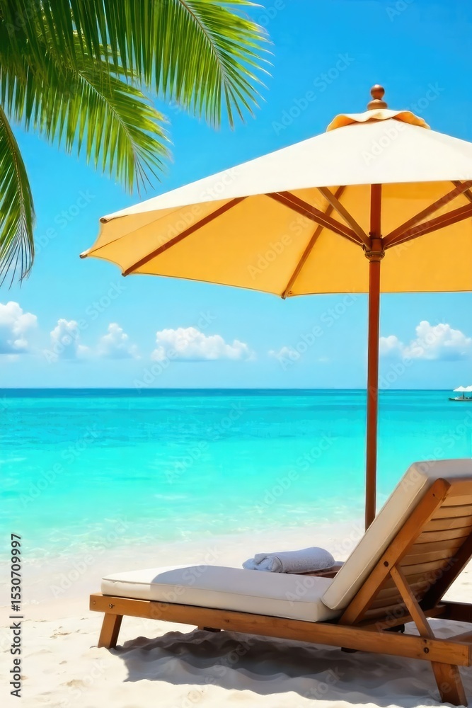 Obraz premium Serene scene of an open umbrella providing shade on a sunny day, inviting relaxation and tranquility Perfect for themes of summer, escape, and peaceful moments , leaves, green
