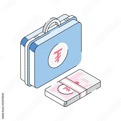 Check out this isometric icon of money briefcase
