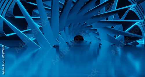 Fototapeta Naklejka Na Ścianę i Meble -  Abstract architecture background geometric shapes in design interior 3d render