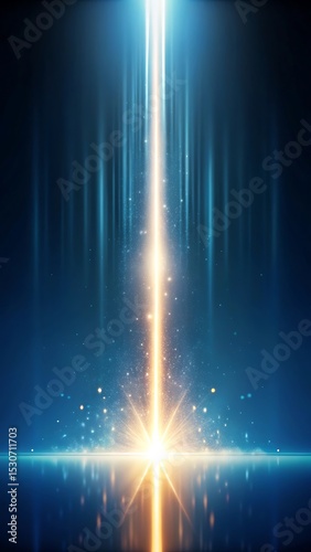 Abstract Light Beam with Sparkles on a Reflective Surface Background