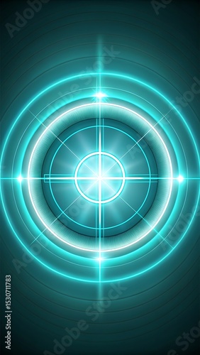 Abstract Technology Background with Glowing Circles and Lines in Teal Color