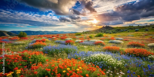 Wildflower Meadow at Sunset