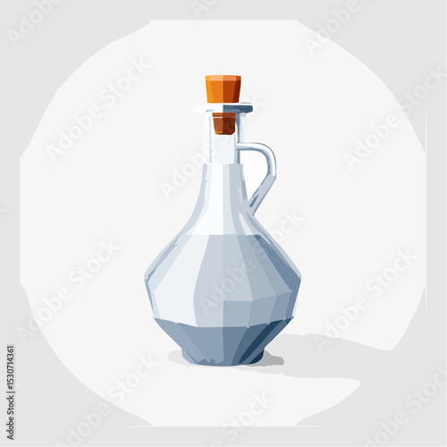 Glass Bottle with Cork Stopper in Minimal Polygon Style

