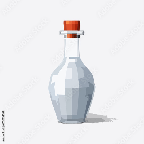 Glass Bottle with Cork Stopper in Minimal Polygon Style

