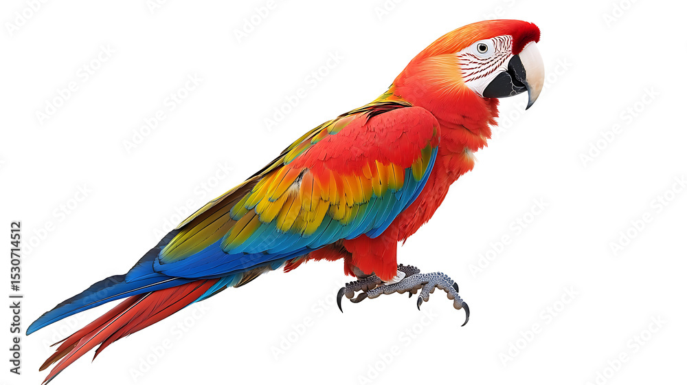 Obraz premium red and yellow macaw isolated on white background 