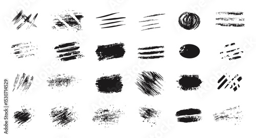 Vector set of scribble lines, strikethrough, hand drawn pencil ovals, graphic elements, crazy hatches and crosses. Grungy street art texture, vector illustration, cutout, sketch art.