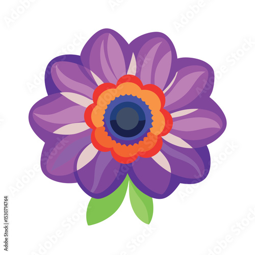 Anemone Flower Vector Illustration with White Background