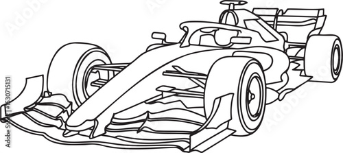 Formula racing car Outline vector illustration isolated On Transparent Background