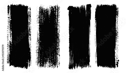 Vector illustration, vertical dry brush texture, wide straight black acrylic paint swipe, grungy punk style background, Japanese calligraphy brush strokes, distressed ink text boxes, artistic texture.