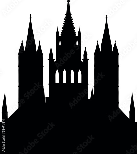 saint cathedral city illustration black and white