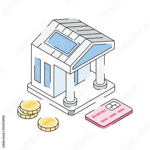 Premium isometric icon of secure bank deposit