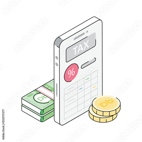 Have a look at this isometric online tax payment icon