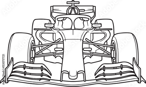 Formula racing car Outline vector illustration isolated On Transparent Background