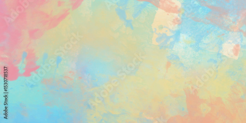 Colorful abstract watercolor background digital art .overlay featuring soft pastel hues of blue, pink, yellow mimicking a watercolor painting suitable for a variety	